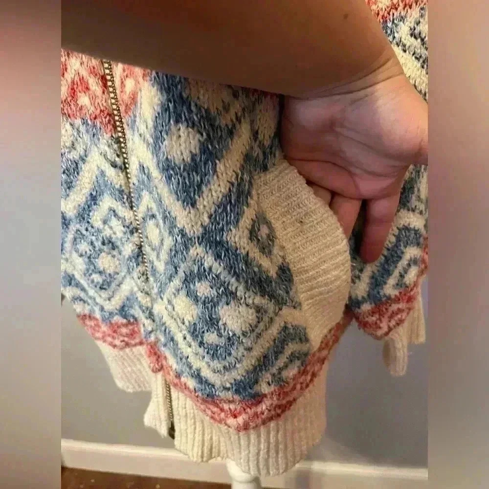 CAbi Highlands Sweater Fair Isle Printed Zip Front Cardigan Size S - Picture 5 of 12